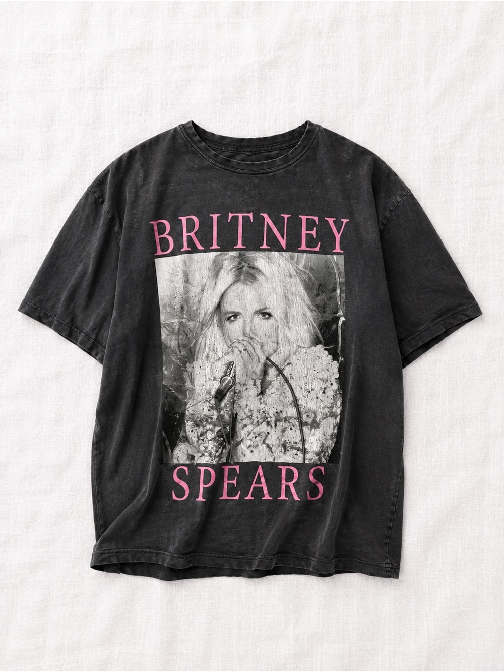 Britney Spears 2023 Distressed Graphic T-Shirt Black Pink Size Small Y2K Pop